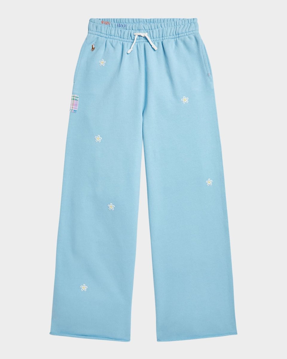Girl's Floral Embroidered Sweatpants, Size S-X